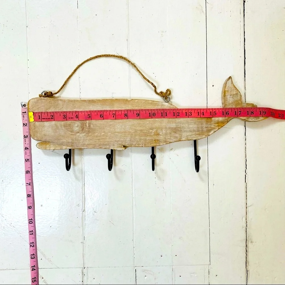NEW without TAGS Recycled Wood Whale Coat Rack